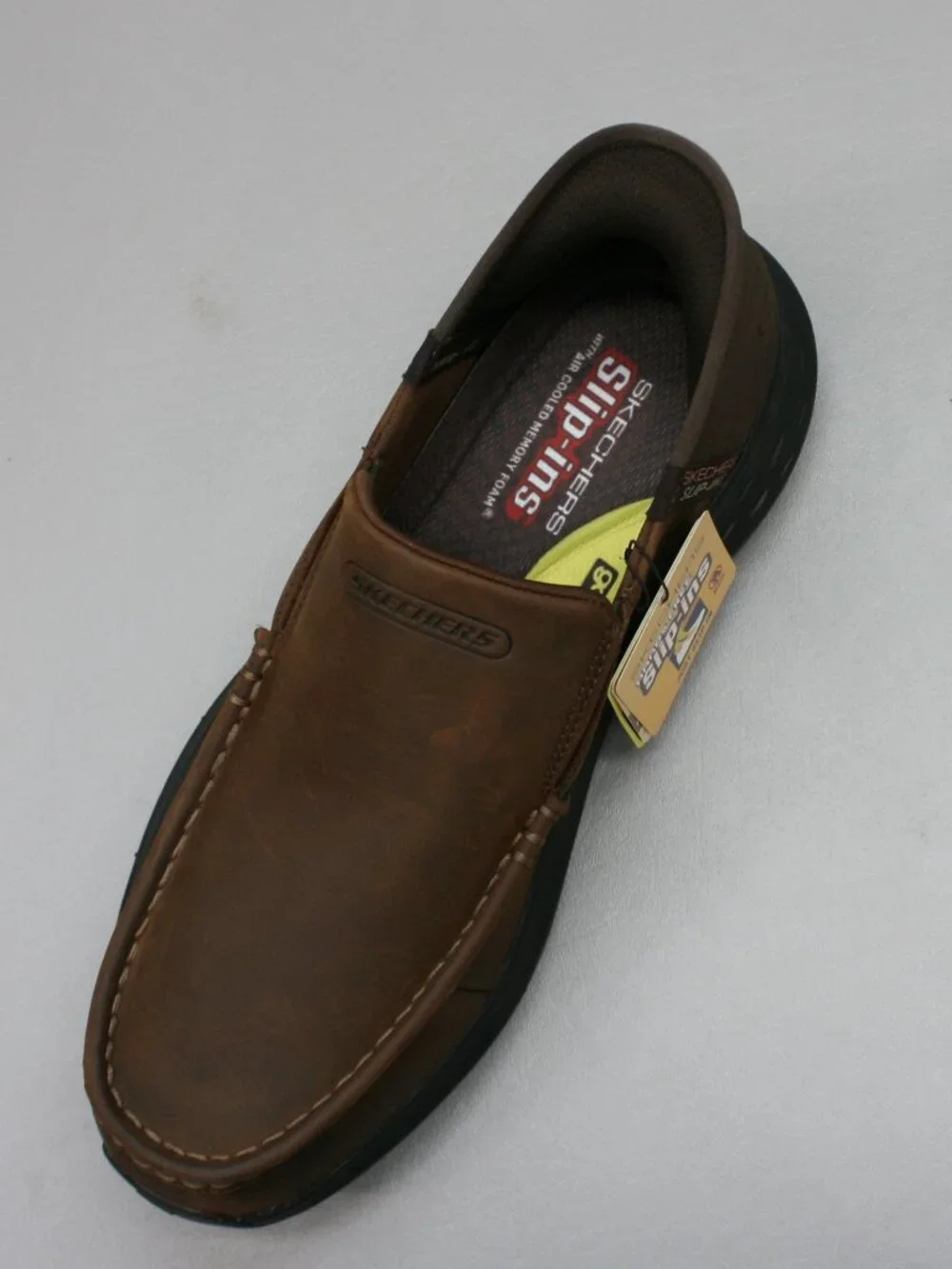 Skechers Men's 9 Parson-Oswin Brown Leather Hands-Free Slip-ins Shoes Loafers